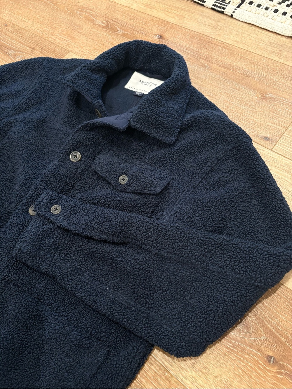 Men’s American Eagle Dark Navy “Chorecoat” Fleece Sherpa Shirt Jacket-XS